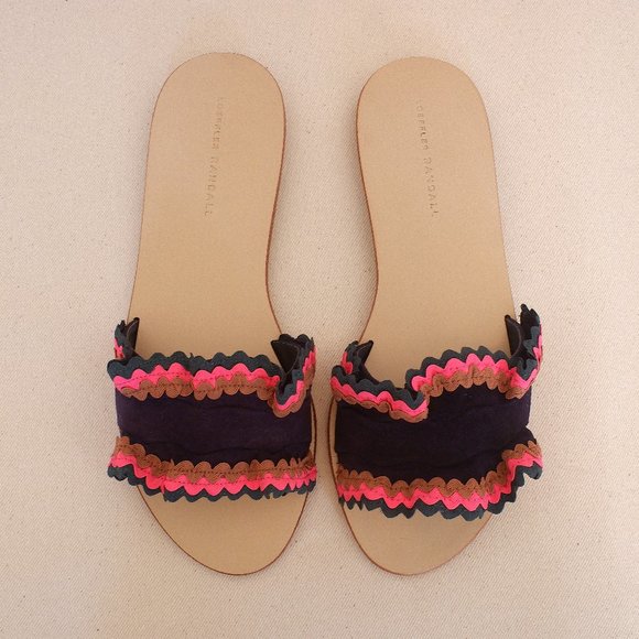 Loeffler Randall Birdie Ruffle Slide - Navy Suede - 10.5 - Picture 2 of 6